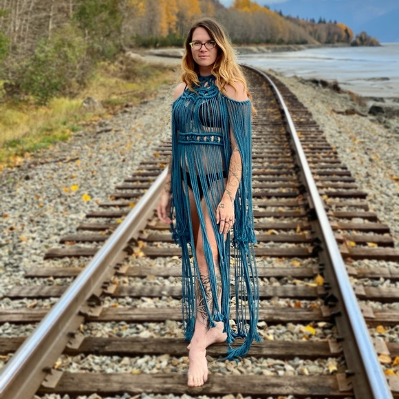 Handmade Macrame Crochet Dress Unique Small - Picture 6 of 16